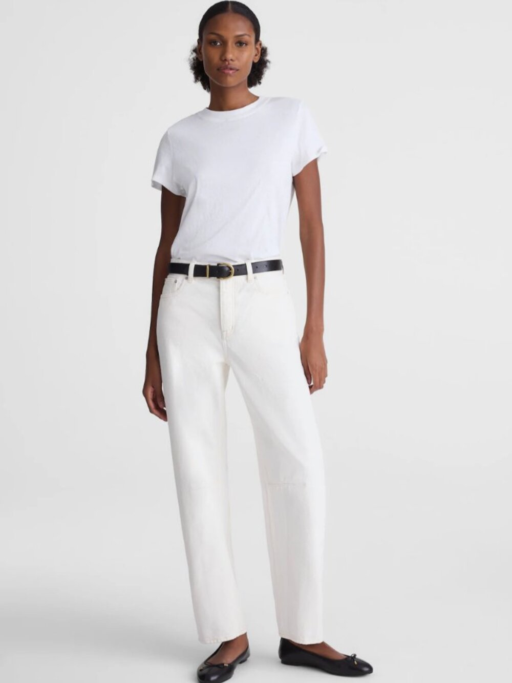 Madewell The Darted Barrel-Leg Jeans In White Size 24P NWT